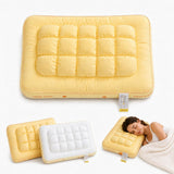 Cooling Marshmallow Puff Pillow, Quilted Cool-Touch Bed Pillow for Adults, Cloud-Like Fluffy Sleep Pillow with Neck Support for Side Back Sleepers - White - Size 74*48cm