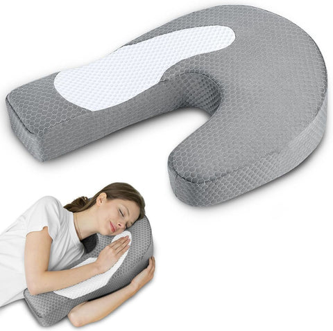 Side Sleeper Pillow with Arm Hole, Ergonomic Memory Foam Arm Pillow for Shoulder Comfort, Side Sleeping Support for Neck and Back, Removable Washable Cover, for Side  Sleepers - Gray - Size 58cm*43cm In Australia - Darrahopens