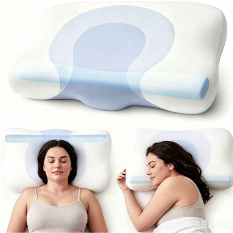 Cervical Neck Pillow - Memory Foam Pillows for Ergonomic Orthopedic Pillow for Neck Pain Relief, Double - Sided Design Shape Gently Cradles Head & Provides for Side & Back Sleepers