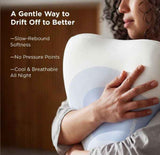 Cervical Neck Pillow - Memory Foam Pillows for Ergonomic Orthopedic Pillow for Neck Pain Relief, Double - Sided Design Shape Gently Cradles Head & Provides for Side & Back Sleepers