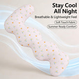 Long Rectangular Leg Pillow for Side Sleeping, Breathable Summer Cushion with Removable Washable Cover, Slim Lightweight Support Pillow for Bed Sofa Couch Travel Use - White - Size 100cm
