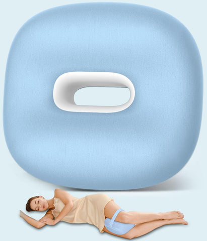Side Sleeper Knee Pillow, Memory Foam Leg Pillow, Ergonomic Between Leg Pillow Eases Back Hip Pain, Spine Alignment Sciatica Relief, Knee Pillow with Ice Silk Cover and Elastic Strap - Blue - Size 10in*9in In Australia - Darrahopens