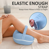 Side Sleeper Knee Pillow, Memory Foam Leg Pillow, Ergonomic Between Leg Pillow Eases Back Hip Pain, Spine Alignment Sciatica Relief, Knee Pillow with Ice Silk Cover and Elastic Strap - Blue - Size 10in*9in In Australia - Darrahopens