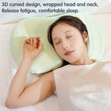 21.6*13.7*3.5inch Ice Silk Neck Support Pillow,Soft Ergonomic Memory Foam Pillow for Side Sleeper,Slow Rebound Head Neck Pillow with Washable Cover - Green - Size 21.6*13.7*3.5inch