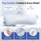 Inflatable Lumbar Support Pillow for Bed with Customized Lower Back Pain Relief & Support, Memory Foam Back Support for Side & Back Sleeping, Bed Pillow for Driving, Resting, Breathable Cover