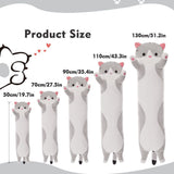 Long Cat Plush Pillow Cat Plush Toy PP Fabric Pillow Soft Cat Pillow Cat-Themed - Gray - Size 59