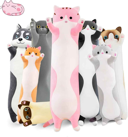 Long Cat Plush Pillow Cat Plush Toy PP Fabric Pillow Soft Cat Pillow Cat-Themed - Pink - Size 19.7in In Australia - Darrahopens