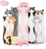 Long Cat Plush Pillow Cat Plush Toy PP Fabric Pillow Soft Cat Pillow Cat-Themed - Pink - Size 43.3in