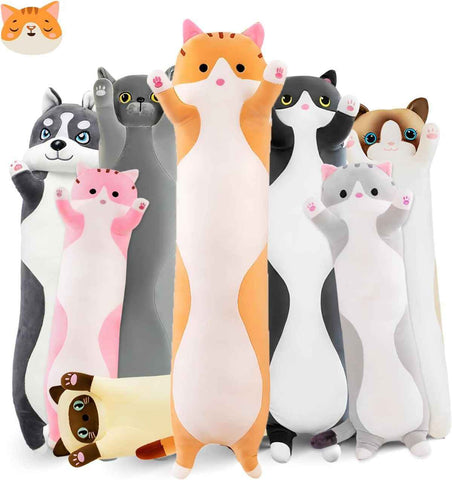 Long Cat Plush Pillow Cat Plush Toy PP Fabric Pillow Soft Cat Pillow Cat-Themed - Yellow - Size 19.7in In Australia - Darrahopens