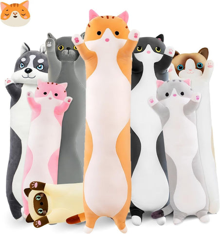 Long Cat Plush Pillow Cat Plush Toy PP Fabric Pillow Soft Cat Pillow Cat-Themed - Yellow - Size 59 In Australia - Darrahopens