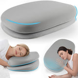 Cooling Memory Foam Pillow – 6-in-1 Adjustable Height & Firmness for All Sleep Positions (Gray)