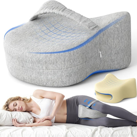 Legacy Leg & Knee Foam Support Pillow for Side Sleepers Soothing Relief for Back, Hips, Knees, Joints, Nerves & Muscles - Gray - Size 25.5cm*23cm In Australia - Darrahopens
