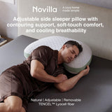 Tencel Side Sleeper Pillow for Neck and Shoulder Pain, Curved Crescent Design with Adjustable Shredded Memory Foam, Silk-Like Soft Cover for Face & Hair Care, Queen