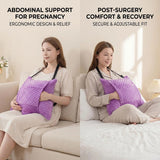Hysterectomy Recovery Pillow with 2 Pocket for Abdominal Surgery, Hysterectomy Recovery Must Haves Essentials Abdominal Pillow Post Surgery Gifts for Women - Beige - Size 21.5in*18.5in*14.5in