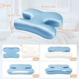 Side Sleeper Pillow for Anti-Wrinkle, Cooling Memory Foam Beauty Pillows for Neck Pain & Breathing Smoothly, Silky Satin Anti-Aging Pillow with Ergonomic Design for Back and Side Sleeper - Blue - Size 57cm*38cm In Australia - Darrahopens