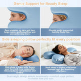 Side Sleeper Pillow for Anti-Wrinkle, Cooling Memory Foam Beauty Pillows for Neck Pain & Breathing Smoothly, Silky Satin Anti-Aging Pillow with Ergonomic Design for Back and Side Sleeper - Green - Size 57cm*38cm
