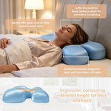 Side Sleeper Pillow for Anti-Wrinkle, Cooling Memory Foam Beauty Pillows for Neck Pain & Breathing Smoothly, Silky Satin Anti-Aging Pillow with Ergonomic Design for Back and Side Sleeper - Green - Size 57cm*38cm
