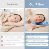 Side Sleeper Pillow for Anti-Wrinkle, Cooling Memory Foam Beauty Pillows for Neck Pain & Breathing Smoothly, Silky Satin Anti-Aging Pillow with Ergonomic Design for Back and Side Sleeper - Green - Size 57cm*38cm