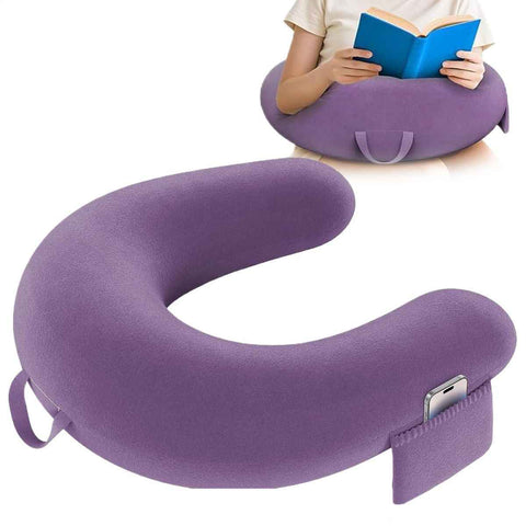 Reading Lap Pillow Ergonomic U Shape Cushion | Reading Pillow for Bed for Adults Elbow Rest Reduces Fatigue Desk Couch Floor Sofa Sitting Working Crocheting Writing - Purple - Size 40cm*34cm In Australia - Darrahopens