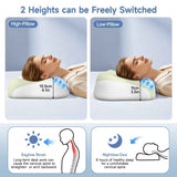 Memory Foam Cervical Pillow, Neck Comfort Support,Ergonomic High-Low Contour Neck Pillow, Supportive Sleeping Pillow for Side, Back, Stomach Sleepers, Removable Washable Cover(Green) In Australia - Darrahopens
