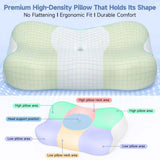 Memory Foam Cervical Pillow, Neck Comfort Support,Ergonomic High-Low Contour Neck Pillow, Supportive Sleeping Pillow for Side, Back, Stomach Sleepers, Removable Washable Cover(Green) In Australia - Darrahopens