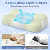 Memory Foam Cervical Pillow, Neck Comfort Support,Ergonomic High-Low Contour Neck Pillow, Supportive Sleeping Pillow for Side, Back, Stomach Sleepers, Removable Washable Cover(Green) In Australia - Darrahopens