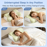 Memory Foam Cervical Pillow, Neck Comfort Support,Ergonomic High-Low Contour Neck Pillow, Supportive Sleeping Pillow for Side, Back, Stomach Sleepers, Removable Washable Cover(Green)