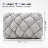 Mellow Sleep Pillow Puff, Pineapple Bun Fluffy Quilted Bed Pillow for Hot Sleepers, Cooling Marshmallow-Soft Sleeping Cushion, Comfy College Dorm Essentials and Cute Room Decor - Gray - Size 74cm*48cm