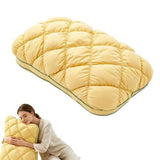 Mellow Sleep Pillow Puff, Pineapple Bun Fluffy Quilted Bed Pillow for Hot Sleepers, Cooling Marshmallow-Soft Sleeping Cushion, Comfy College Dorm Essentials and Cute Room Decor - Gray - Size 74cm*48cm