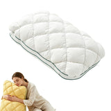 Mellow Sleep Pillow Puff, Pineapple Bun Fluffy Quilted Bed Pillow for Hot Sleepers, Cooling Marshmallow-Soft Sleeping Cushion, Comfy College Dorm Essentials and Cute Room Decor - White - Size 74cm*48cm