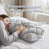 Mellow Sleep Pillow Puff, Pineapple Bun Fluffy Quilted Bed Pillow for Hot Sleepers, Cooling Marshmallow-Soft Sleeping Cushion, Comfy College Dorm Essentials and Cute Room Decor - White - Size 74cm*48cm