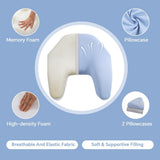 Back Sleeping Training Pillow, Memory Foam Beauty Pillow with Adjustable Height, Neck & Shoulder Support, 2 Washable Covers, Blue In Australia - Darrahopens