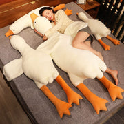 Giant White Goose Plush Pillow Soft Fabric Pillow Sleeping Companion Hugging - White - Size 75in