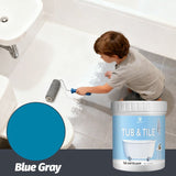 Tub & Tile Paint: Waterproof, Non-Slip, Eco-Friendly for Ceramic Surfaces – Ideal for Bathrooms, Kitchens, Showers, Tiles, Sinks, Countertops, Bathtubs, Floor Tiles, and DIY Home Renovation - Blue Gray - Size 300g