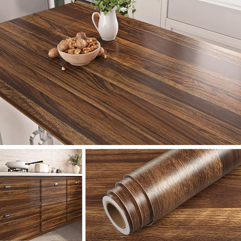 Walnut Contact Paper Wood Grain Peel and Stick Countertops Waterproof Counter Top Contact Paper Wood Wallpaper Brown Walnut Vinyl Wrap for Cabinets Desk Wallpaper Removable Veneer 15.8inx78.8in In Australia - Darrahopens