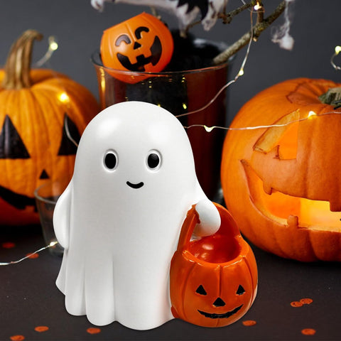 Halloween Ghost Figurine - Pumpkin Ghost, Spooky & Cute Ghost Statue for Home for Gift Party Decor Ghosts Halloween Decorations