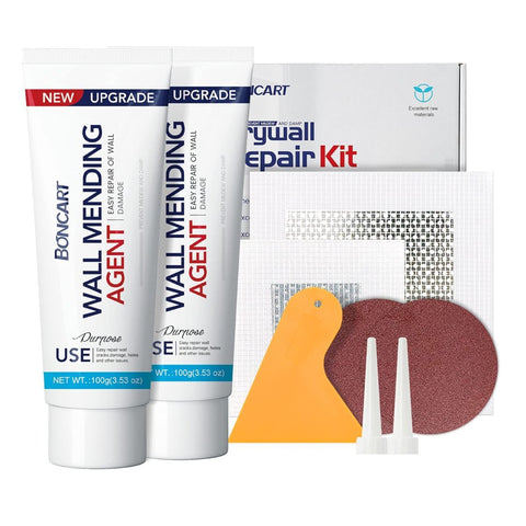 Spackle Wall Repair Kit, 3-Pack Wall Mending Agent with Tools | Includes Scraper, Sandpaper, And Aluminum Patches. For Cracks And Nail Holes - White - Size 2 Pack