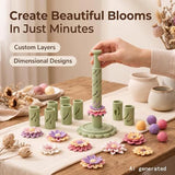 Clay-Free Version 3D Promted Flower Modular Clay Bloom Maker with 9 Shaping Sleeves Reusable Press Mold,Effortlessly make unique layered clay flowers for beginners and DIY lovers - Pink