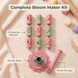 Clay-Free Version 3D Promted Flower Modular Clay Bloom Maker with 9 Shaping Sleeves Reusable Press Mold,Effortlessly make unique layered clay flowers for beginners and DIY lovers - Pink