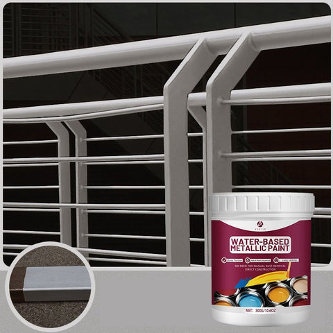 Rust Removal Converter Metallic Paint, Anti-Rust Metal Paint, 2-In-1 Rust Converter & Metal Primer – Perfect for Trailers, Fences, Gates, Railings, Pipes, Roofing, Outdoor Furniture, Farm Equipment, Marine Hardware and Industrial Surfaces - Gray - Size 50