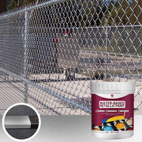 Rust Removal Converter Metallic Paint, Anti-Rust Metal Paint, 2-In-1 Rust Converter & Metal Primer – Perfect for Trailers, Fences, Gates, Railings, Pipes, Roofing, Outdoor Furniture, Farm Equipment, Marine Hardware and Industrial Surfaces - Silver - Size