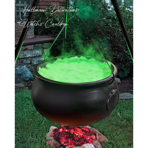 Halloween Decorations Outdoor - Large Witches Cauldron on 54" Tripod | Hocus Pocus Candy Bucket, Halloween Decor, Black Plastic Bowl, Home Party Room Decor , Indoor Outside Yard Lawn Use