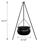 Halloween Decorations Outdoor - Large Witches Cauldron on 54" Tripod | Hocus Pocus Candy Bucket, Halloween Decor, Black Plastic Bowl, Home Party Room Decor , Indoor Outside Yard Lawn Use