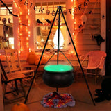 Halloween Decorations Outdoor - Large Witches Cauldron on 54" Tripod | Hocus Pocus Candy Bucket, Halloween Decor, Black Plastic Bowl, Home Party Room Decor , Indoor Outside Yard Lawn Use