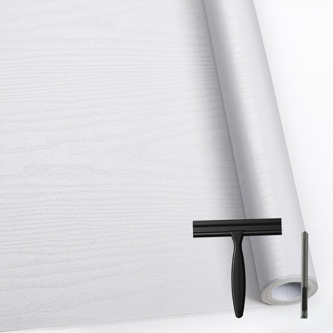 Matte White Contact Paper Wood Grain Peel and Stick Countertops Waterproof Counter Top Contact Paper Wood Wallpaper Brown Walnut Vinyl Wrap for Cabinets Desk Wallpaper Removable Veneer 15.8inx78.8in