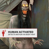 70.9in. Motion-Activated Animatronic Lurching Woman | 70.9In. Lurching Woman, Motion-Activated Lights and Sound, Indoor or Outdoor Creepy Decoration