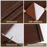 Red Brown Contact Paper Wood Grain Peel and Stick Countertops Waterproof Counter Top Contact Paper Wood Wallpaper Brown Walnut Vinyl Wrap for Cabinets Desk Wallpaper Removable Veneer 15.8inx78.8in