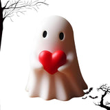 For Him Her Women,Ghost Figurine - Spooky Resin Ghost Statue, Cute Red Heart Ghost Home Decoration Humorous Desktop Gifts Halloween Art Piece
