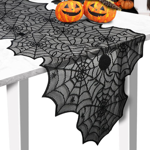 Halloween Table Runner, Black Lace Spider Web Table Runners for Halloween Decor/Party Dinner Table Decoration 18 x 72Inch In Australia - Darrahopens