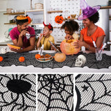 Halloween Table Runner, Black Lace Spider Web Table Runners for Halloween Decor/Party Dinner Table Decoration 18 x 72Inch